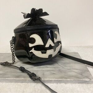 Halloween Pumpkin Crossbody Bag Sparkly Black Glow in the Dark New Jack